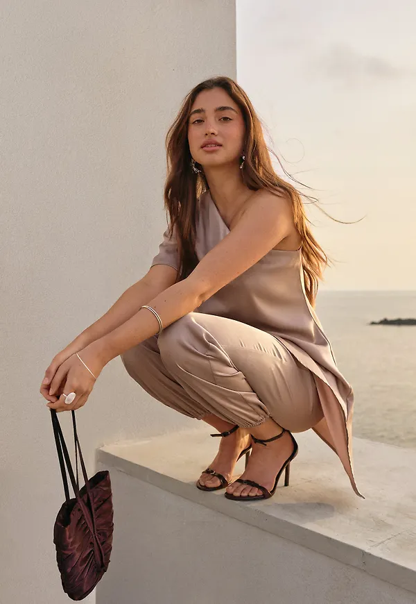 Asymmetric Satin Blouse
