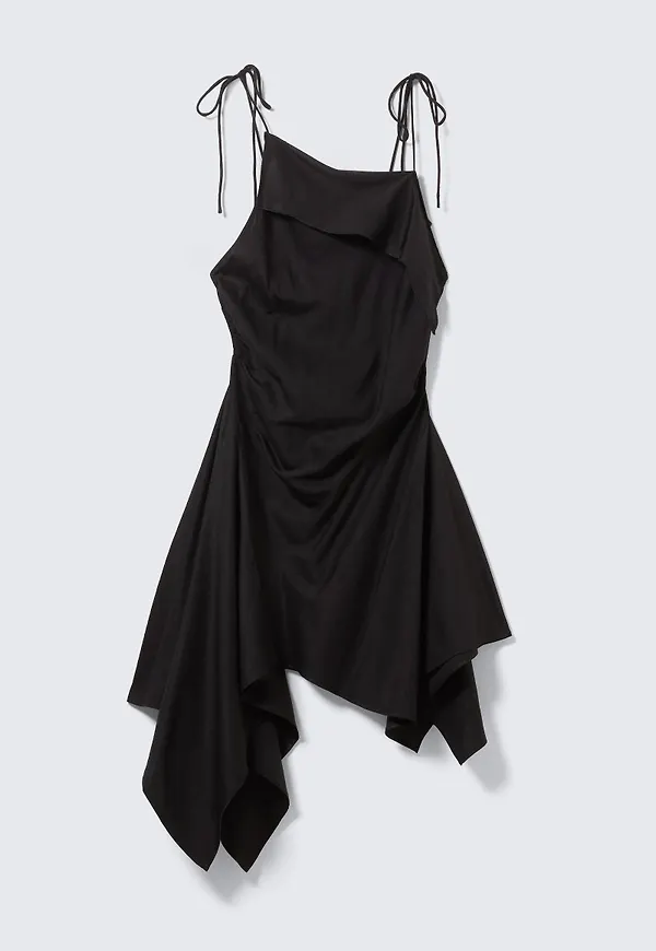 Asymmetric Sleeveless Cowl-Neck Midi Dress