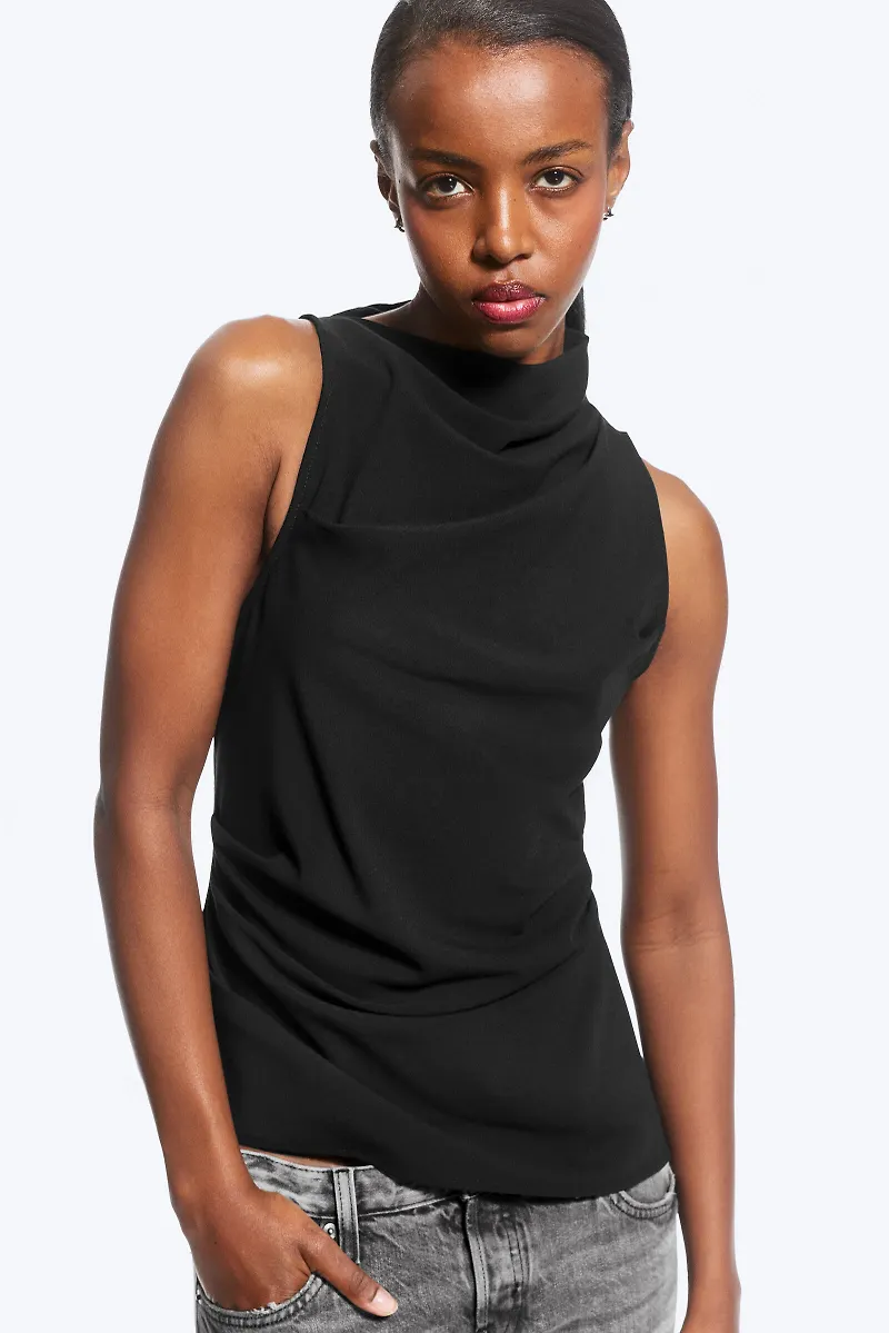 Asymmetric Sleeveless Suiting Top
