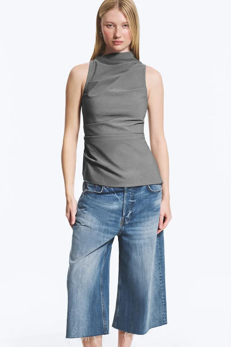 Asymmetric Sleeveless Suiting Top