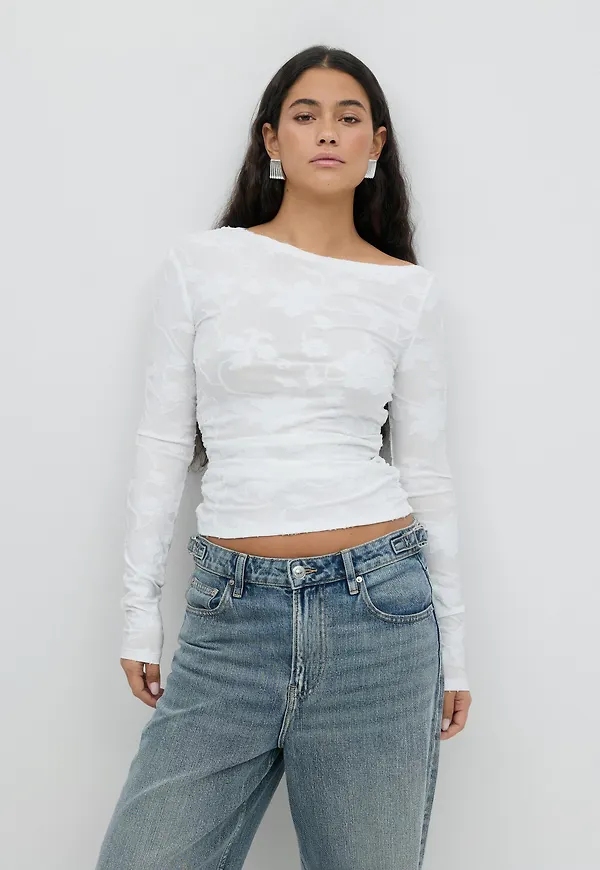Gina Tricot - Asymmetric top - Långärmade toppar - Vit - XS - Dam