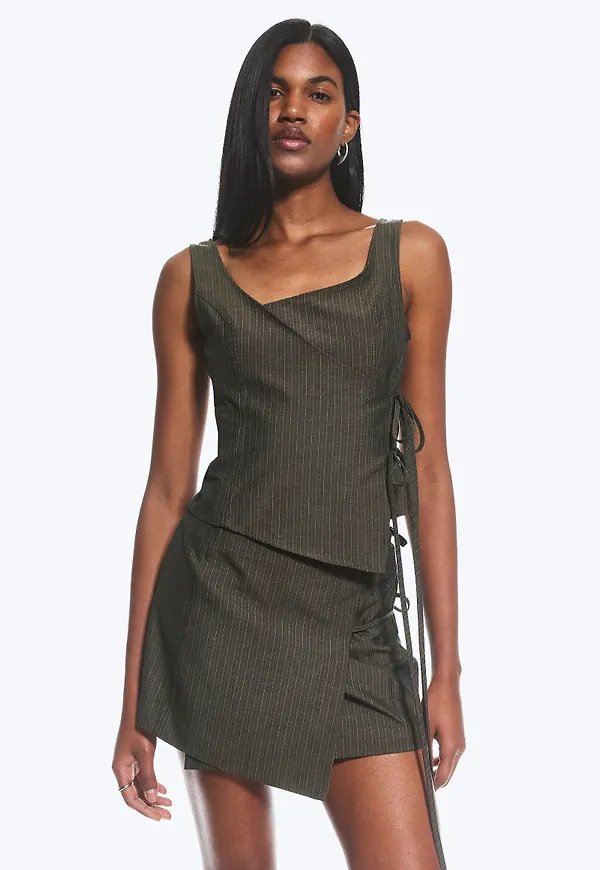 Asymmetric Wrap Strap Top
