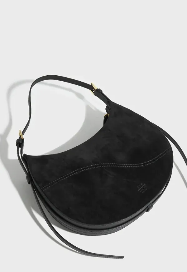 ATP ATELIER - Svart - Liveri Suede Shoulder Bag