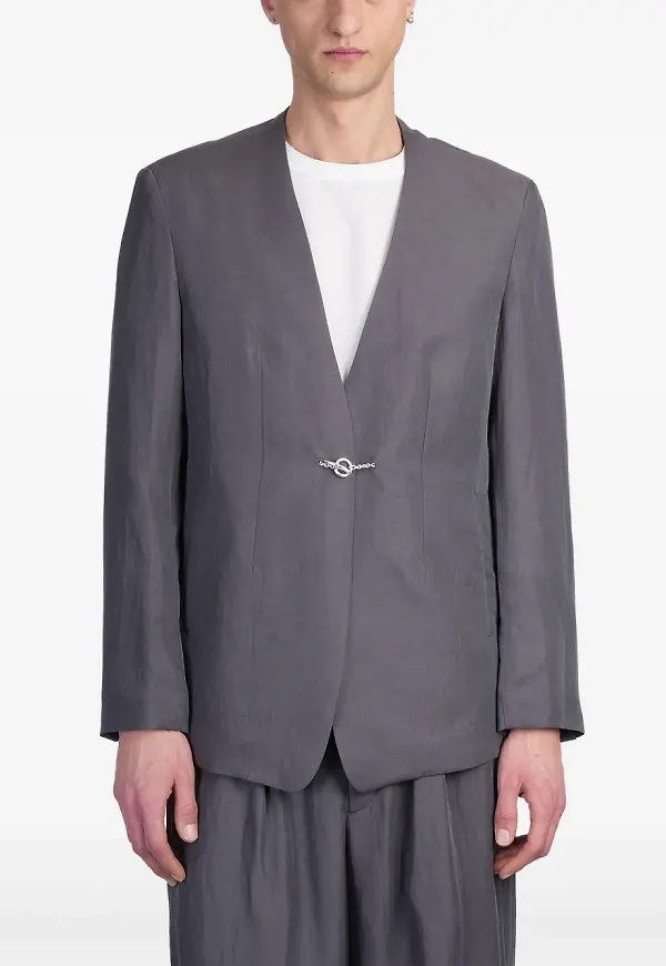 Attachment blazer i linneblandning - Grå