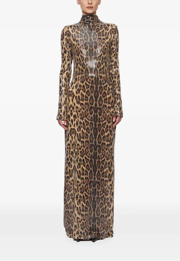 Atu Body Couture leopardmönstrad klänning - Brun