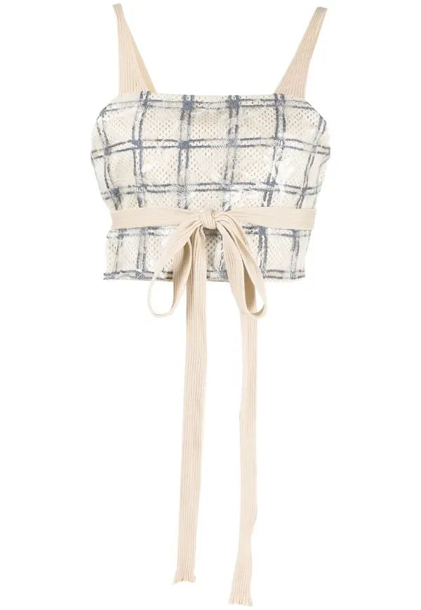 Aviù croptop med knytning - Neutral