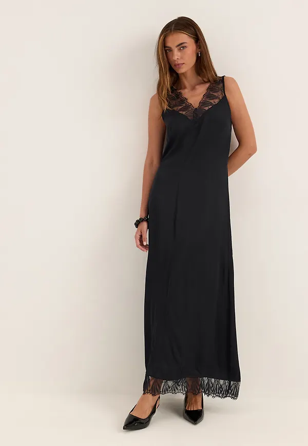 Awclaire Sl V-neck Ankle Lace Dress