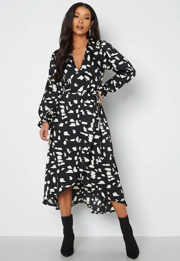 AX Paris Long Sleeve Wrap Maxi Dress Black S (UK10)