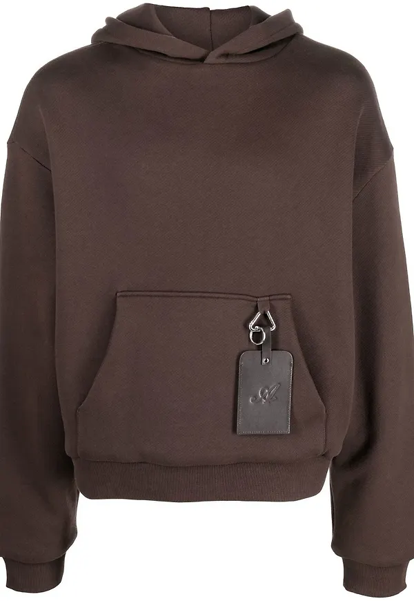 Axel Arigato hoodie med läderetikett - Brun