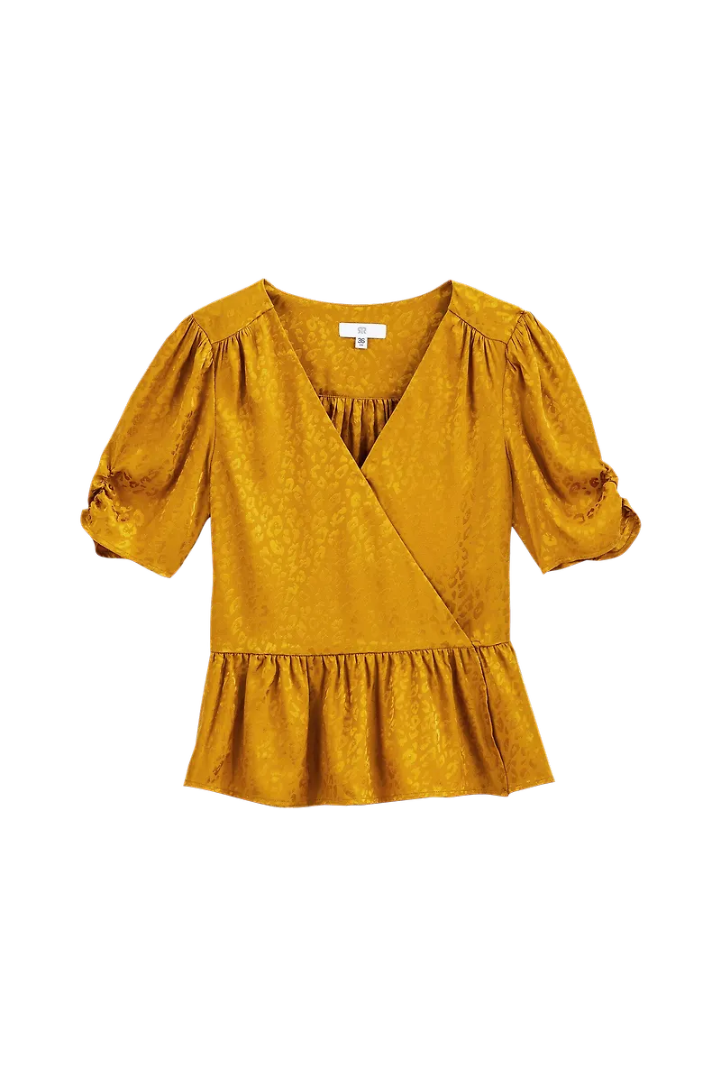 La Redoute - Omlottblus med kort ärm - Brun