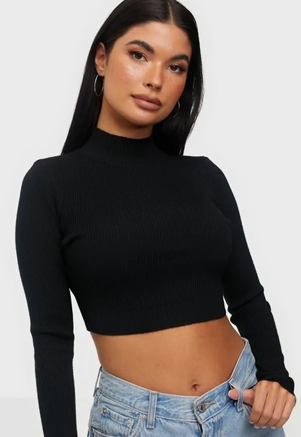 Missguided High Neck Knitted Top Långärmade toppar