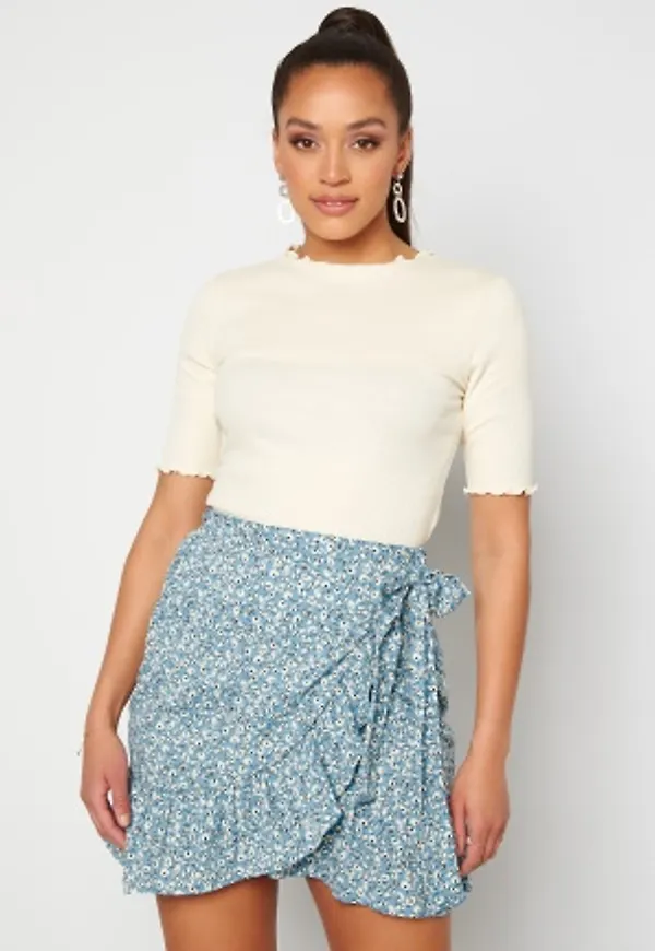 ONLY Olivia Wrap Skirt Dusk Blue/ Flower XL