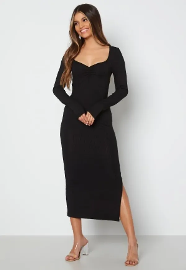 BUBBLEROOM Henly rib dress Black L