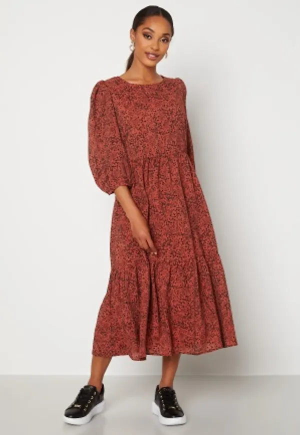 SELECTED FEMME Viole 3/4 Midi Dress Chili Oil Flower Aop 36