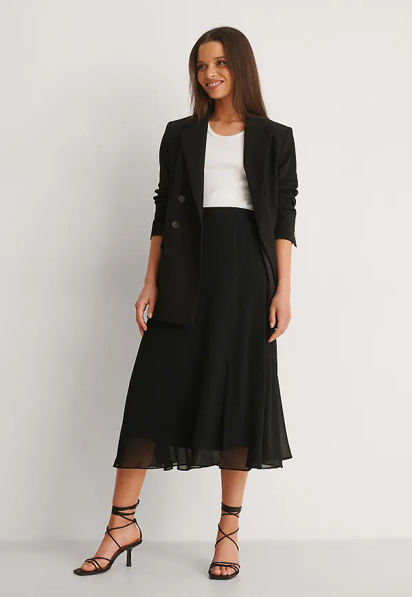 NA-KD Reborn Recycled chiffongkjol - Black