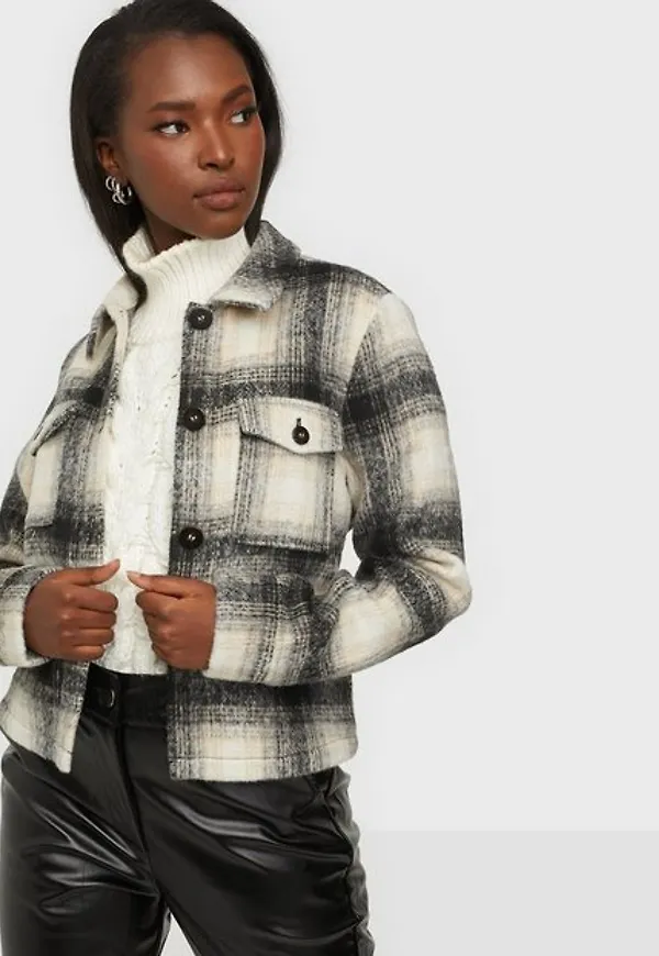 Only Onllou Short Check Jacket Otw Noos Övriga Jackor Pumice Stone