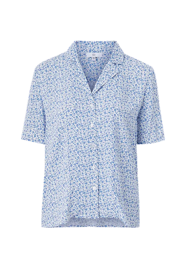La Redoute - Blommig blus med krage med slag - Vit