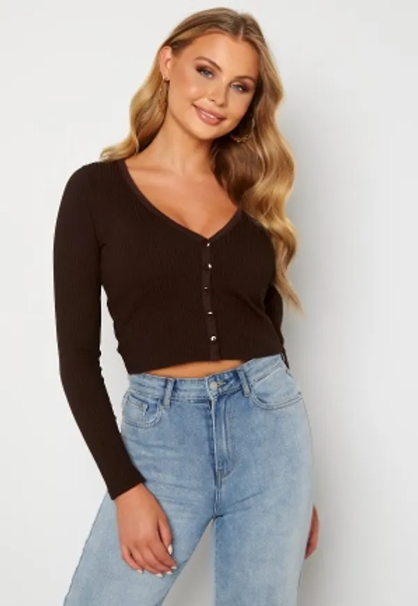 BUBBLEROOM Lovis rib cardigan Dark brown S