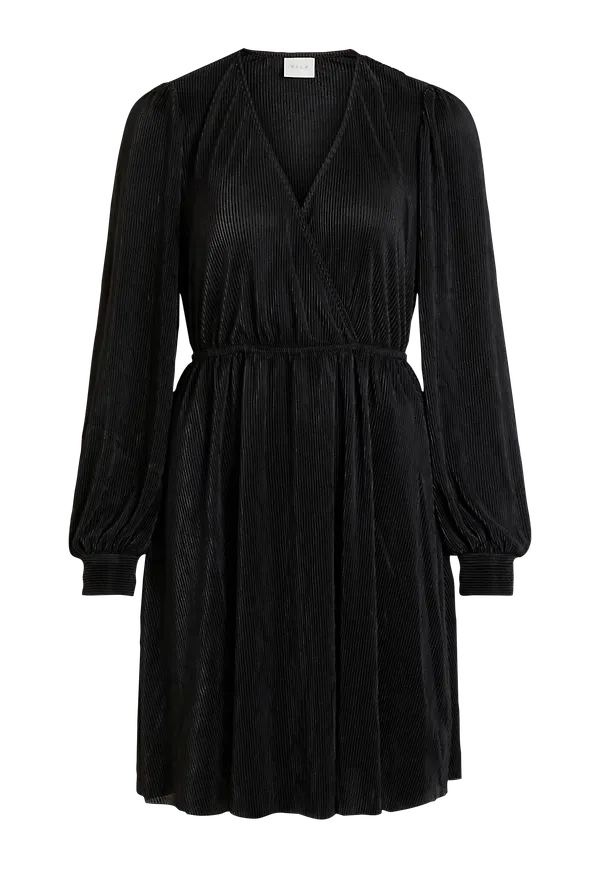Vila - Klänning viBlamia L/S Wrap Plisse Dress - Svart
