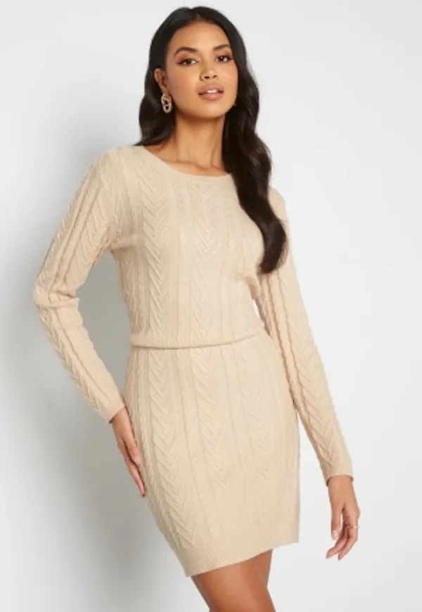 BUBBLEROOM Rishi knitted dress Light beige XS