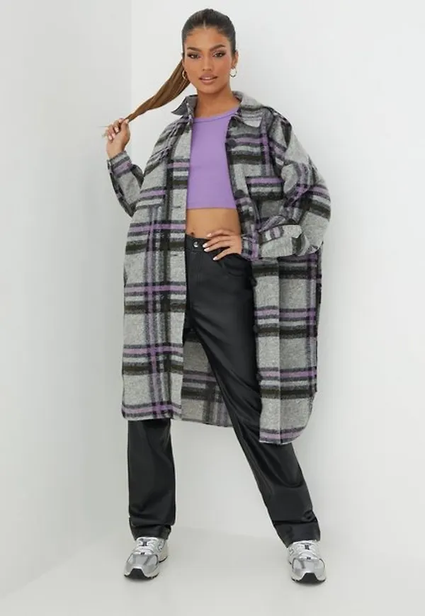 Vero Moda Vmchrissie Long Check Shirt Ga Jackor Light Grey Melange .