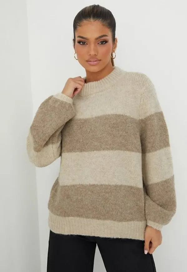 Pieces Pcfania Ls O-Neck Wool Knit Stickade tröjor