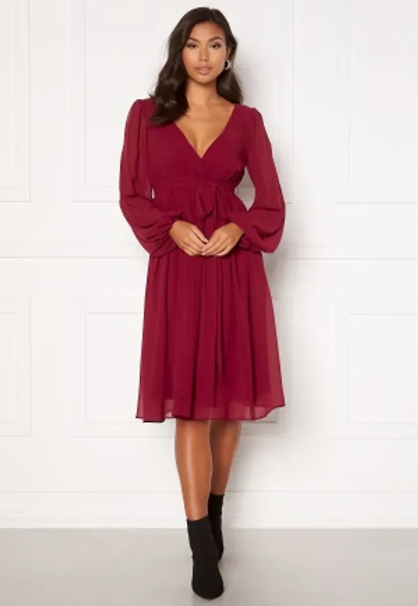 Goddiva Chiffon Midi Dress Berry XS (UK8)