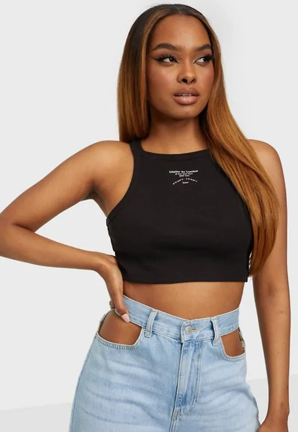 NLY Trend My Text Tank Top Toppar Svart