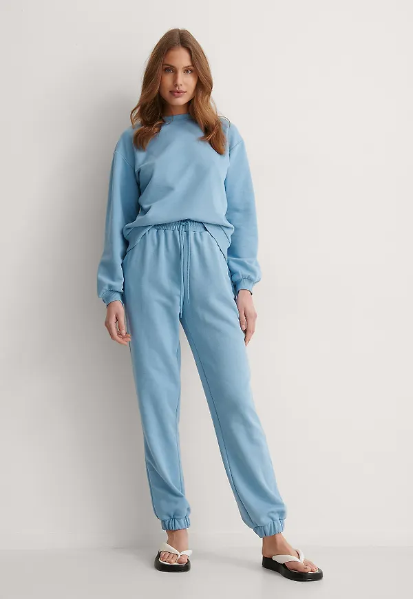 NA-KD Basic Ekologiska Sweatpants Med Lös Passform - Blue