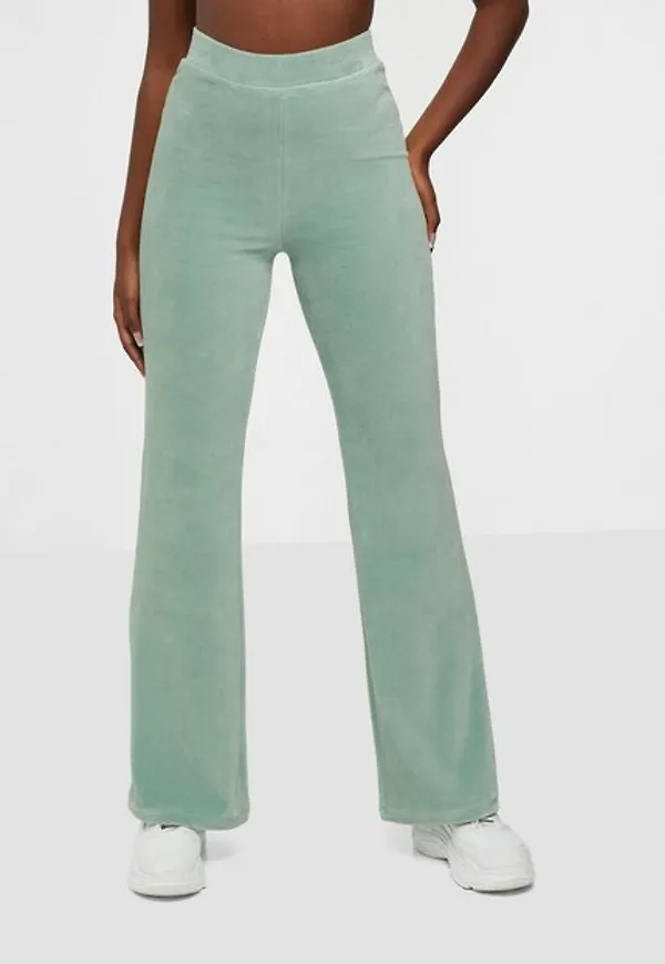 NLY Trend Flirty Velour Pants Mjukisbyxor Blå/Grön
