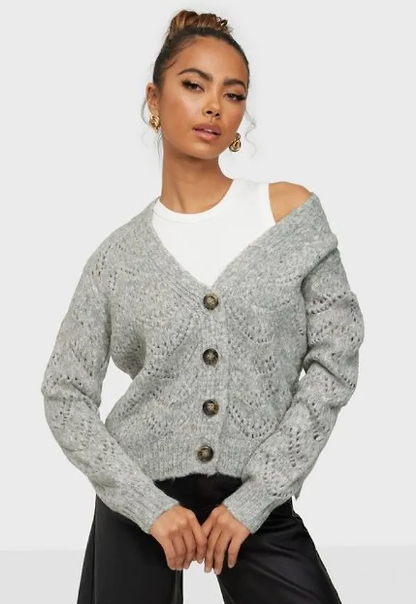 Pieces Pcbibi Ls Knit Cardigan Noos Cardigans Light Grey Melange