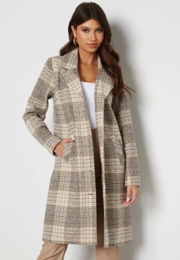 Happy Holly Corinne checked coat Beige / Checked 32/34
