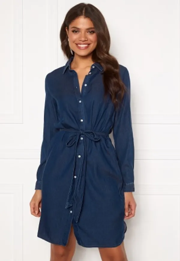 VILA Bista Denim Belt Dress Dark Blue Denim 40