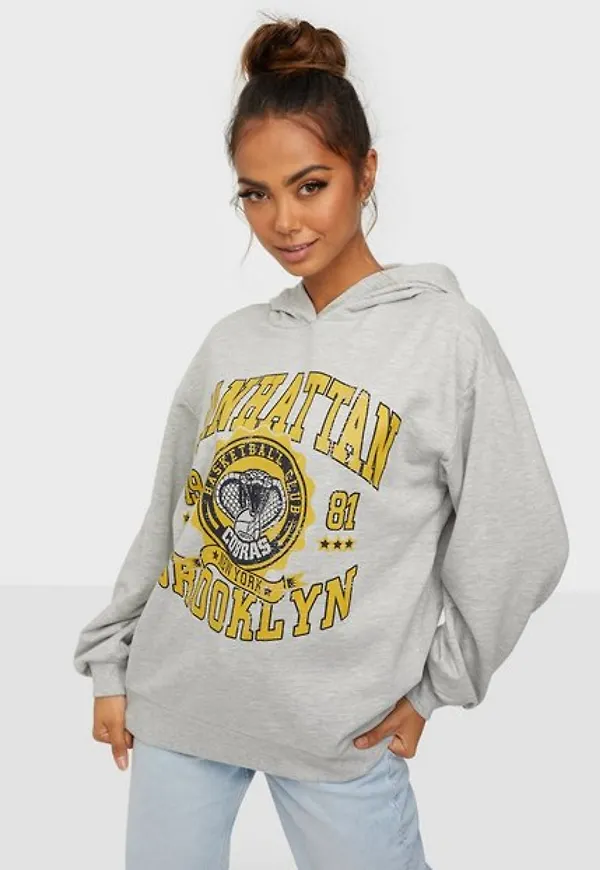 Only Onldreamer Life Athl Oversized Hood Hoodies Light Grey Melange Manhattan