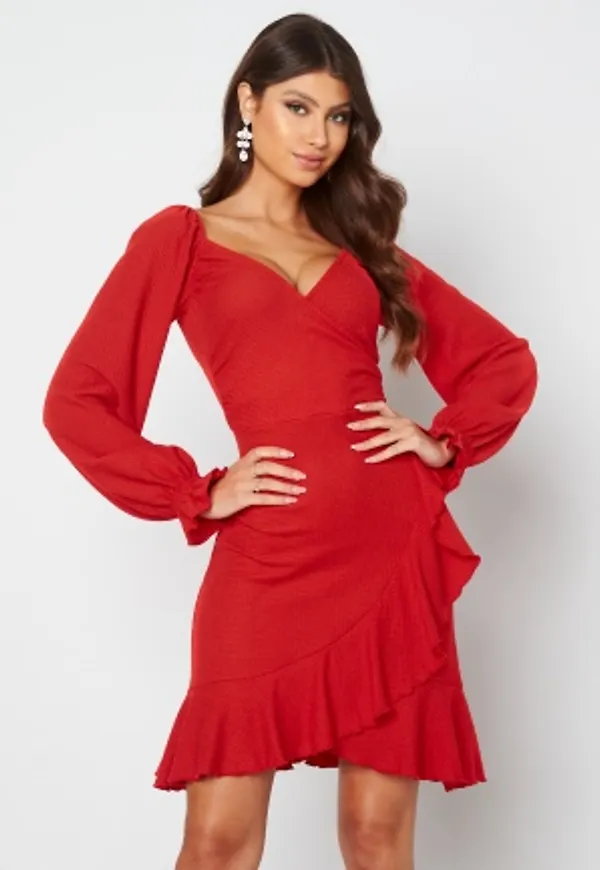 BUBBLEROOM Icelyn frill dress Red L