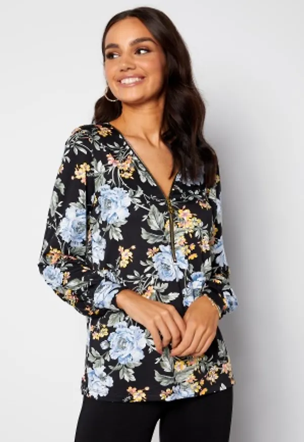 Happy Holly Marion puff sleeve top Black 40/42