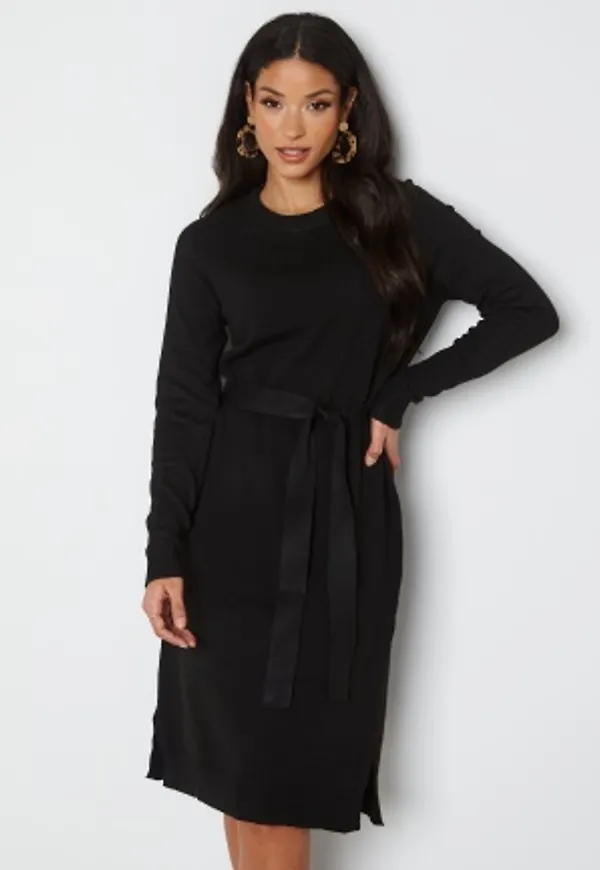 Pieces Cava LS O-Neck Knit Dress Black S