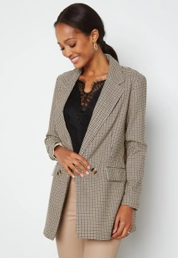 ONLY Adison L/S Check Blazer Cloud Dancer Checks 36