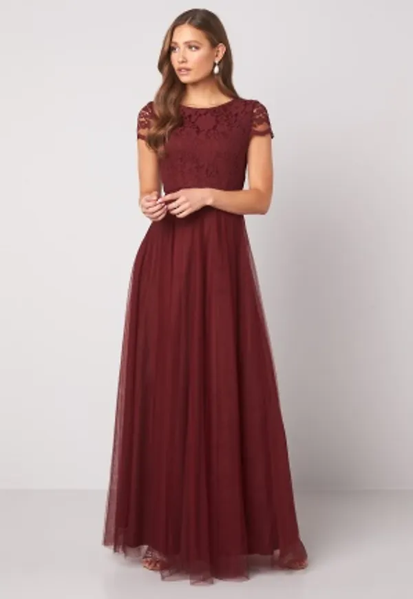 Moments New York Anna Mesh Gown Wine-red 38