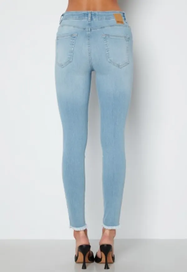 Pieces Delly Skinny MW Raw Light Blue Denim XL
