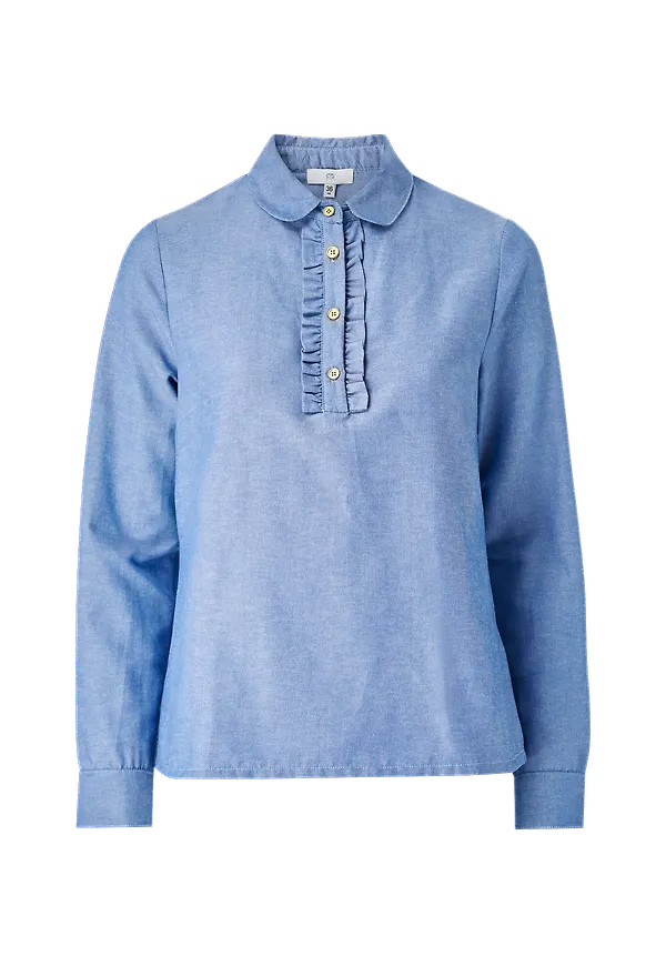 La Redoute - Blus i chambray med lång ärm - Blå