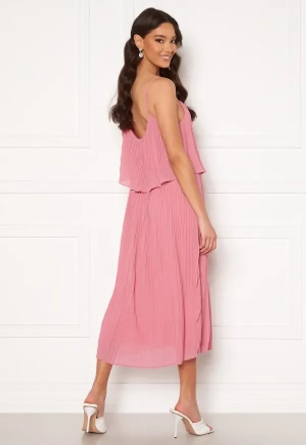 VILA Katelyn S/L Pleated Midi Dress Wild Rose 42