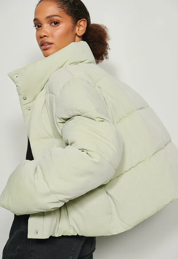 NA-KD Trend Melange vadderad jacka - Green