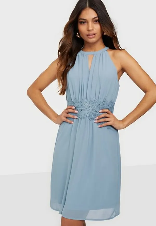 Vila Vimilina Halterneck Dress/Su - Noos Klänning Ashley Blue