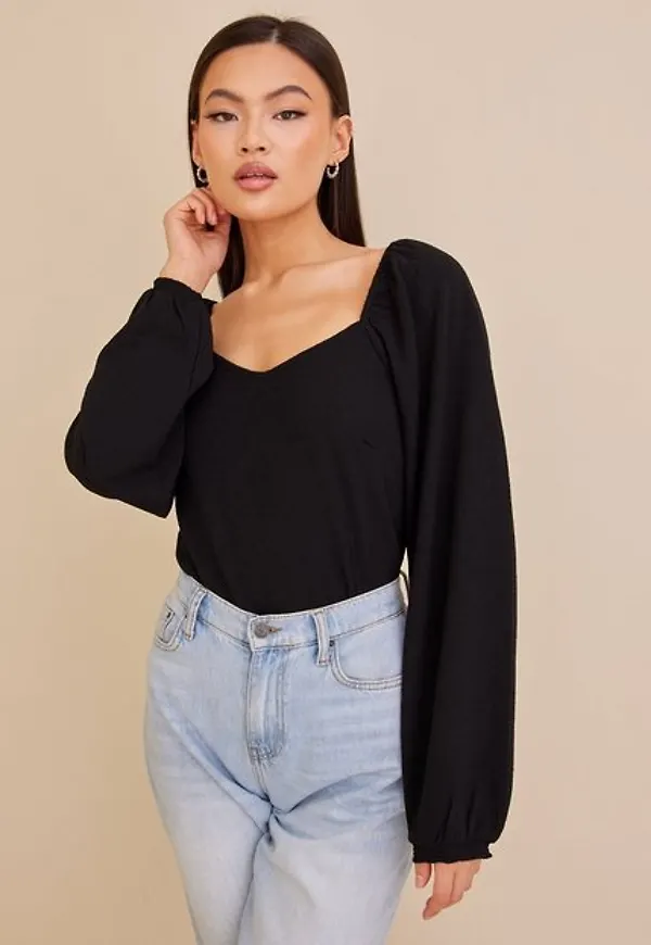 Vila Vicotin Square Neck L/S Top Vardagsblusar Black
