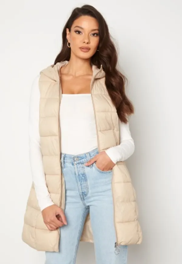 JDY Zulu Long Hood Waistcoat Cement L