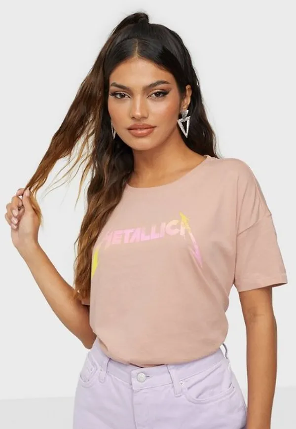 Only Onlmetallica Life S/S Top Box Jrs T-shirts Misty Rose Logo
