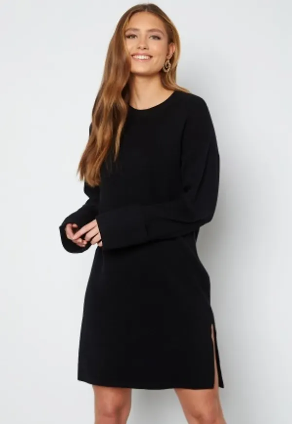 VERO MODA Gold Needle LS Short O-Neck Dress Black M