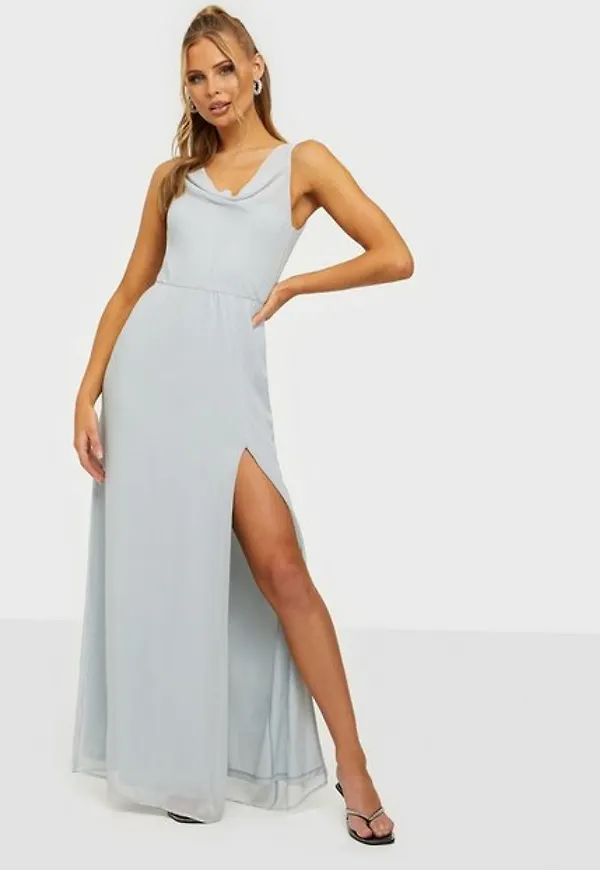 NLY Eve Lovesome Waterfall Gown Maxiklänningar Dusty Blue
