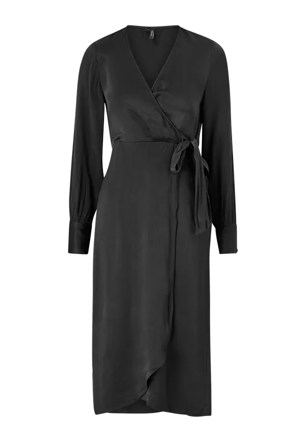 Vero Moda - Klänning vmGili 7/8 Calf Wrap Dress - Svart